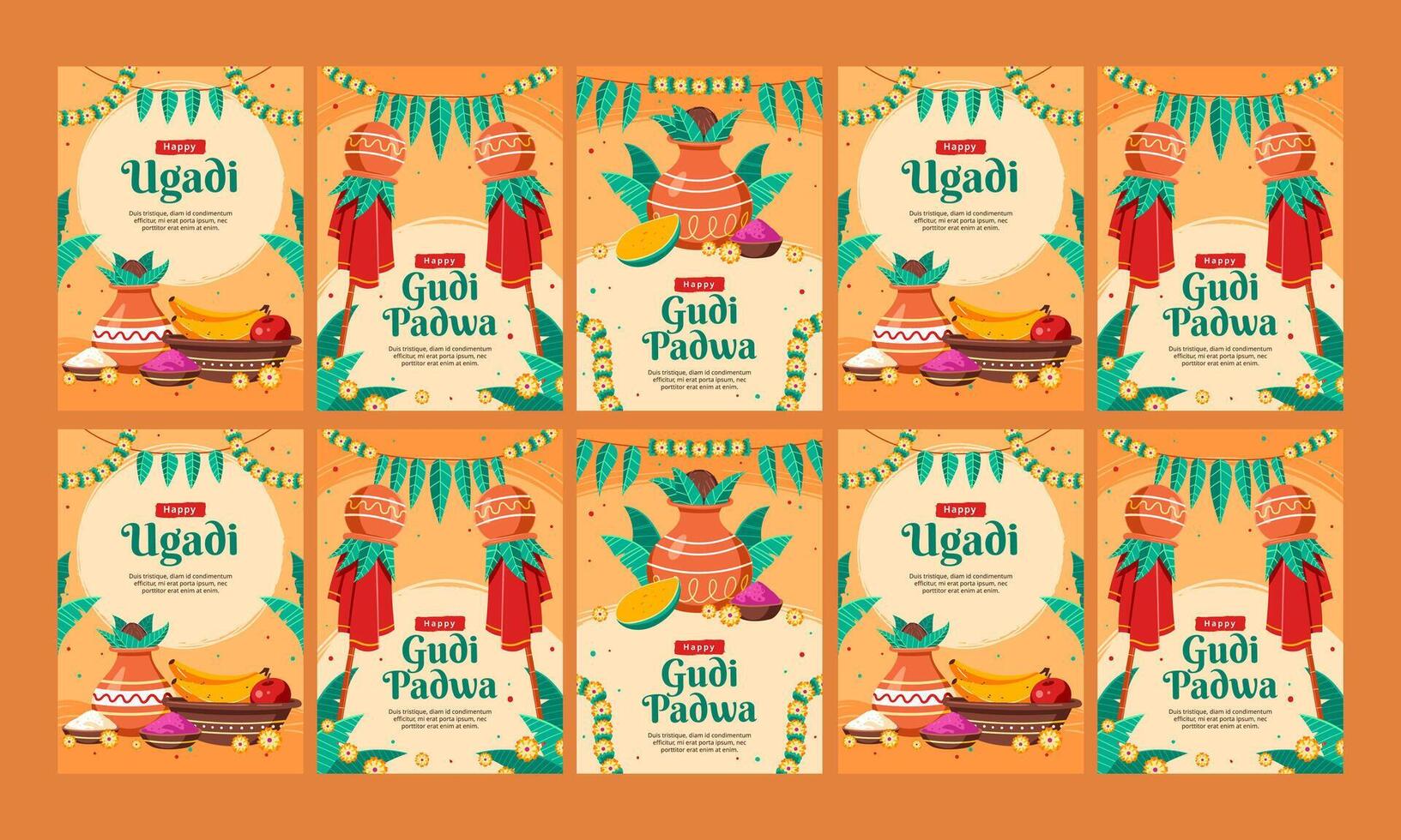 glücklich ugadi Padwa Fest Vektor eben Design