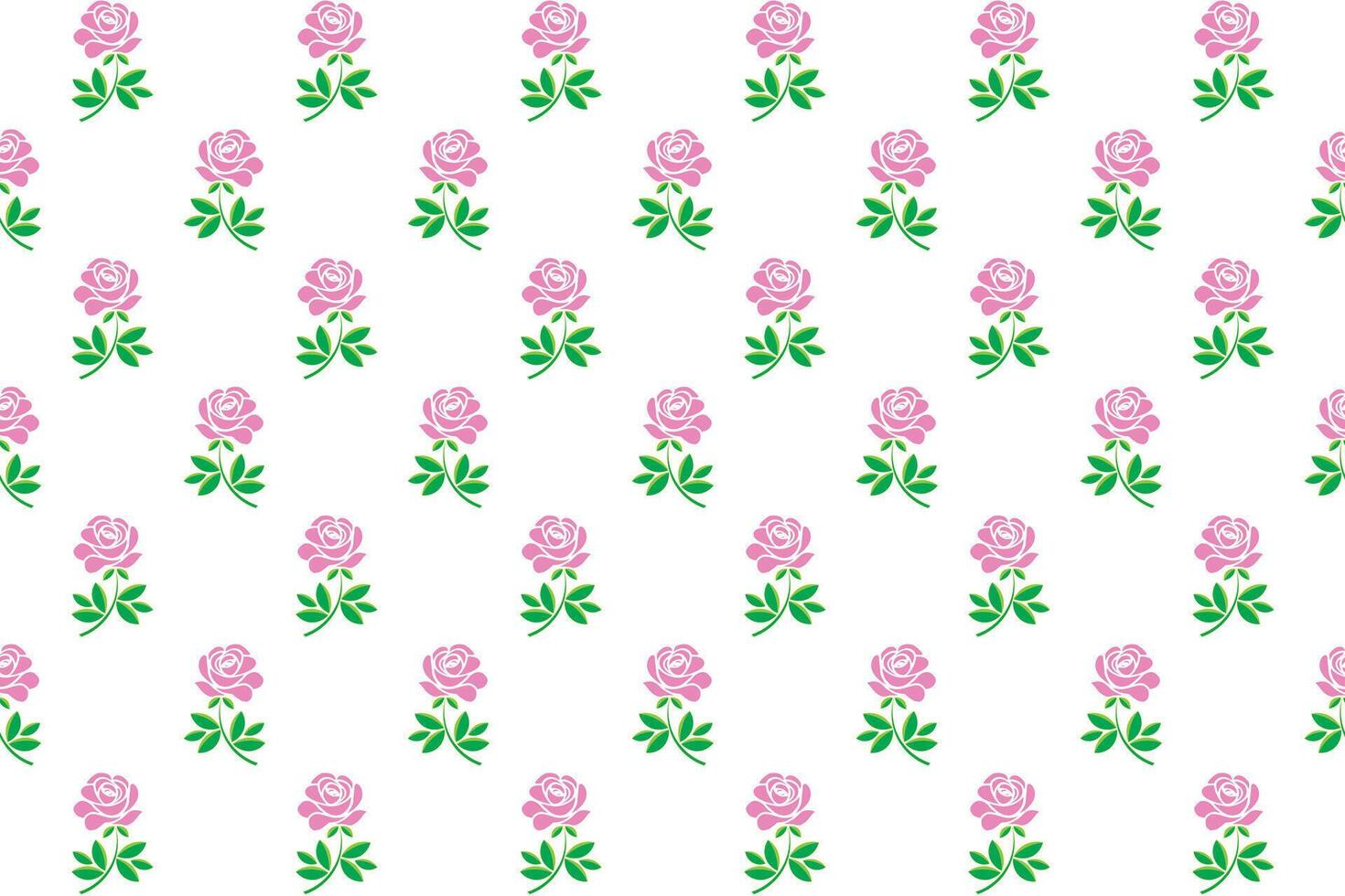 Illustration, Muster von Rosa Rose Blume mit Blatt auf Weiß Hintergrund. vektor