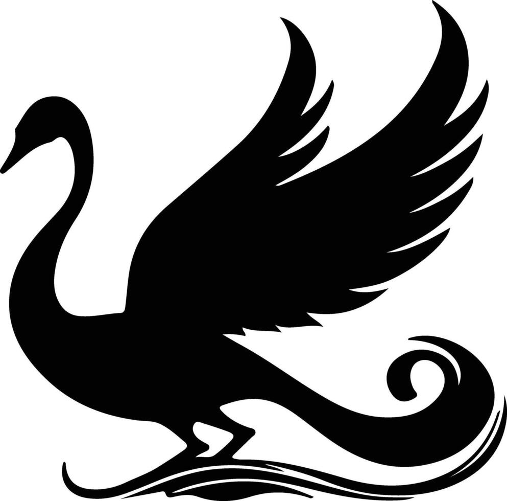 svart svan svart silhuett vektor