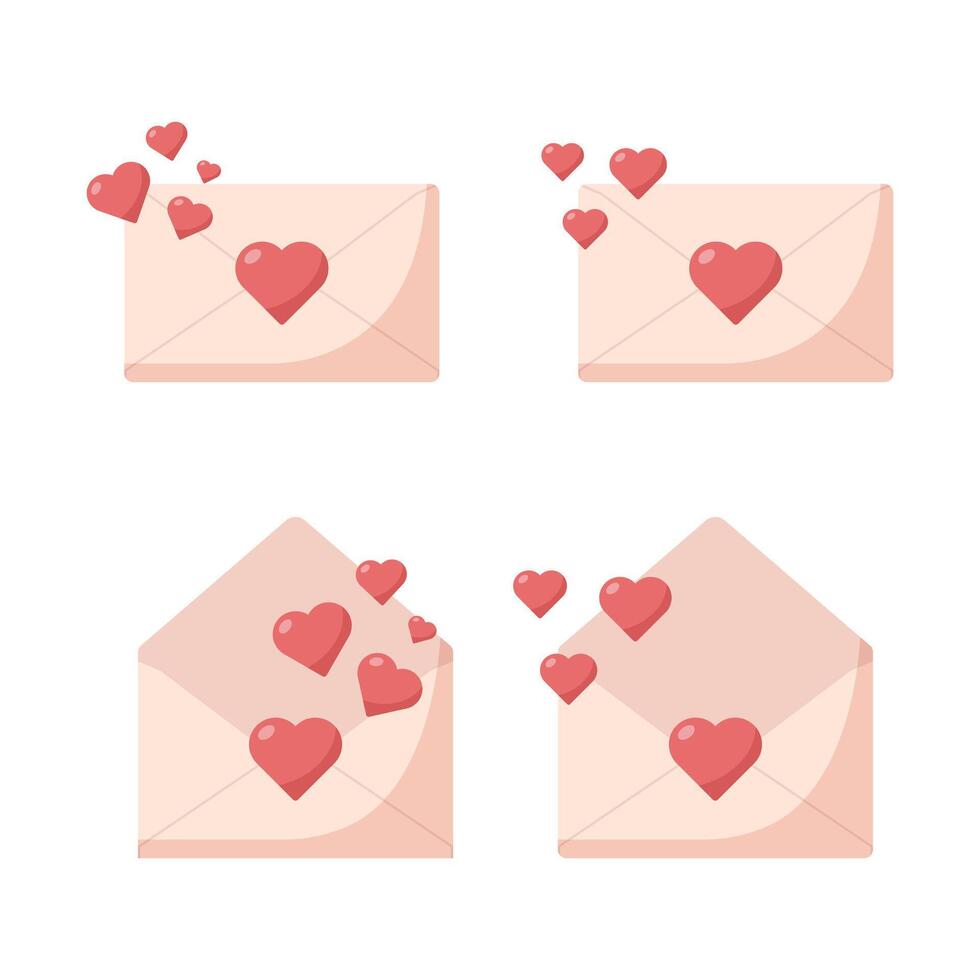 Liebe Brief mit rot Herzen Mail Briefumschlag Symbol Symbol Illustration vektor