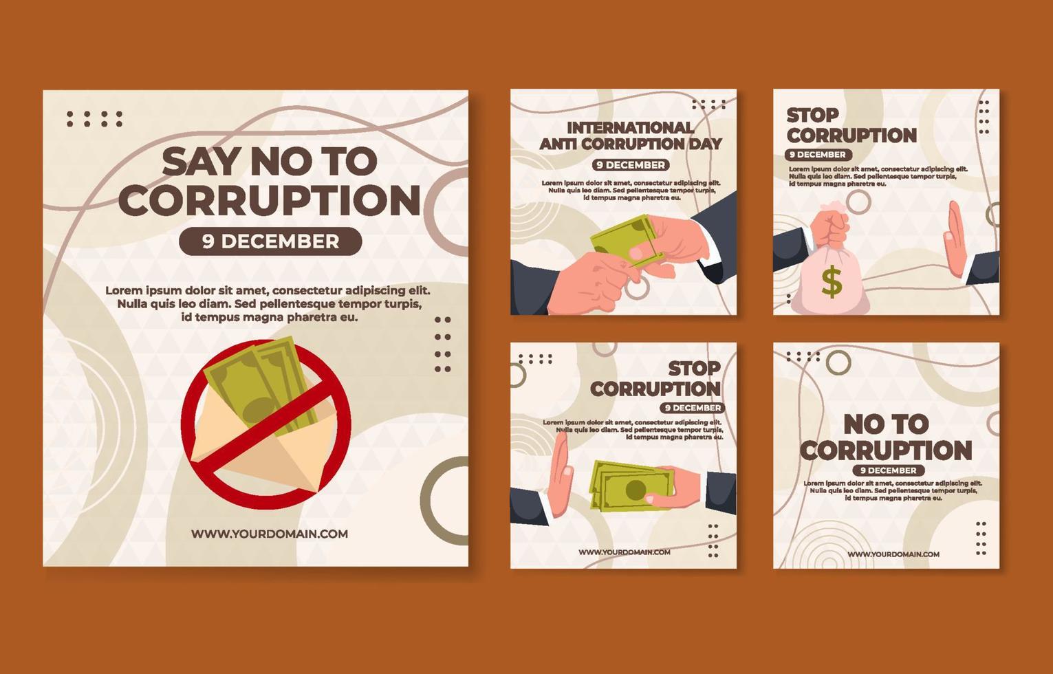 Social Media Post Anti-Korruptions-Vorlagendesign vektor