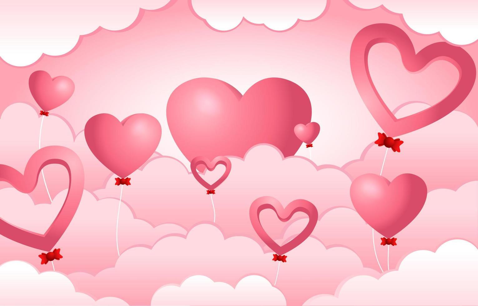 rosa hjärta i moln bakgrund vektor