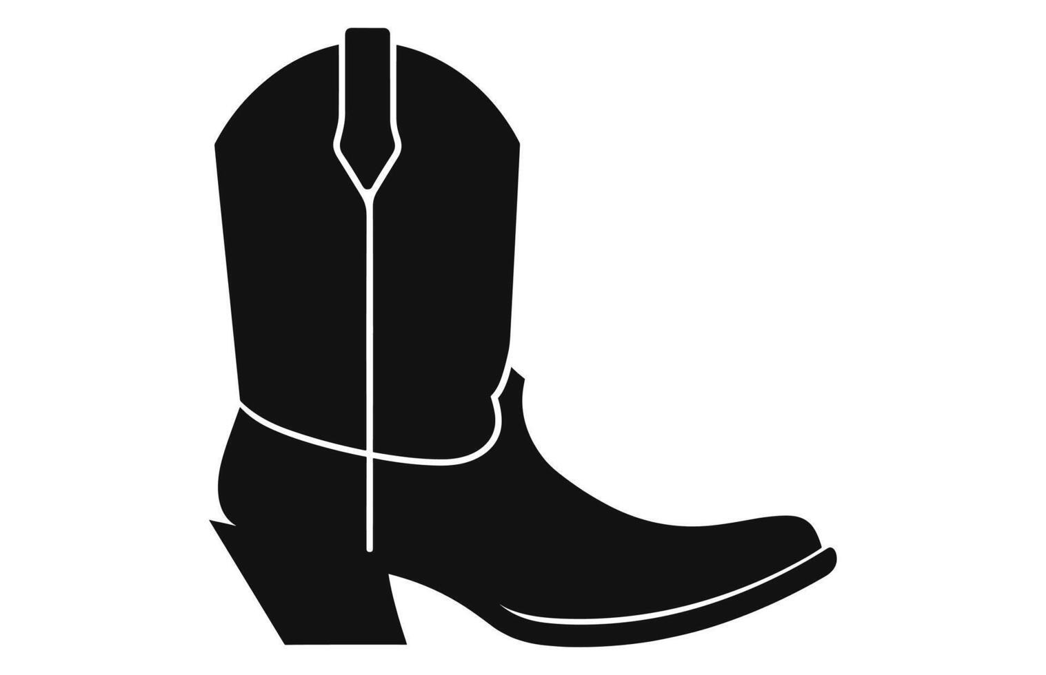Cowboy Stiefel mit Ornament. Cowboy Western und wild Westen Thema.Cowboy Stiefel Illustration. Cowboy Stiefel Absätze Vektor Silhouette Illustration Satz.