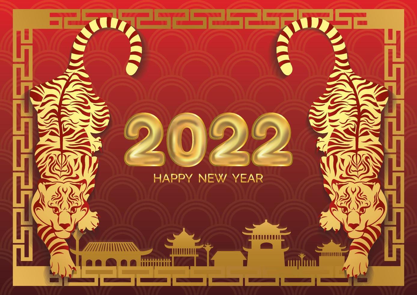 kinesiska nyåret tiger år 2022 vektor