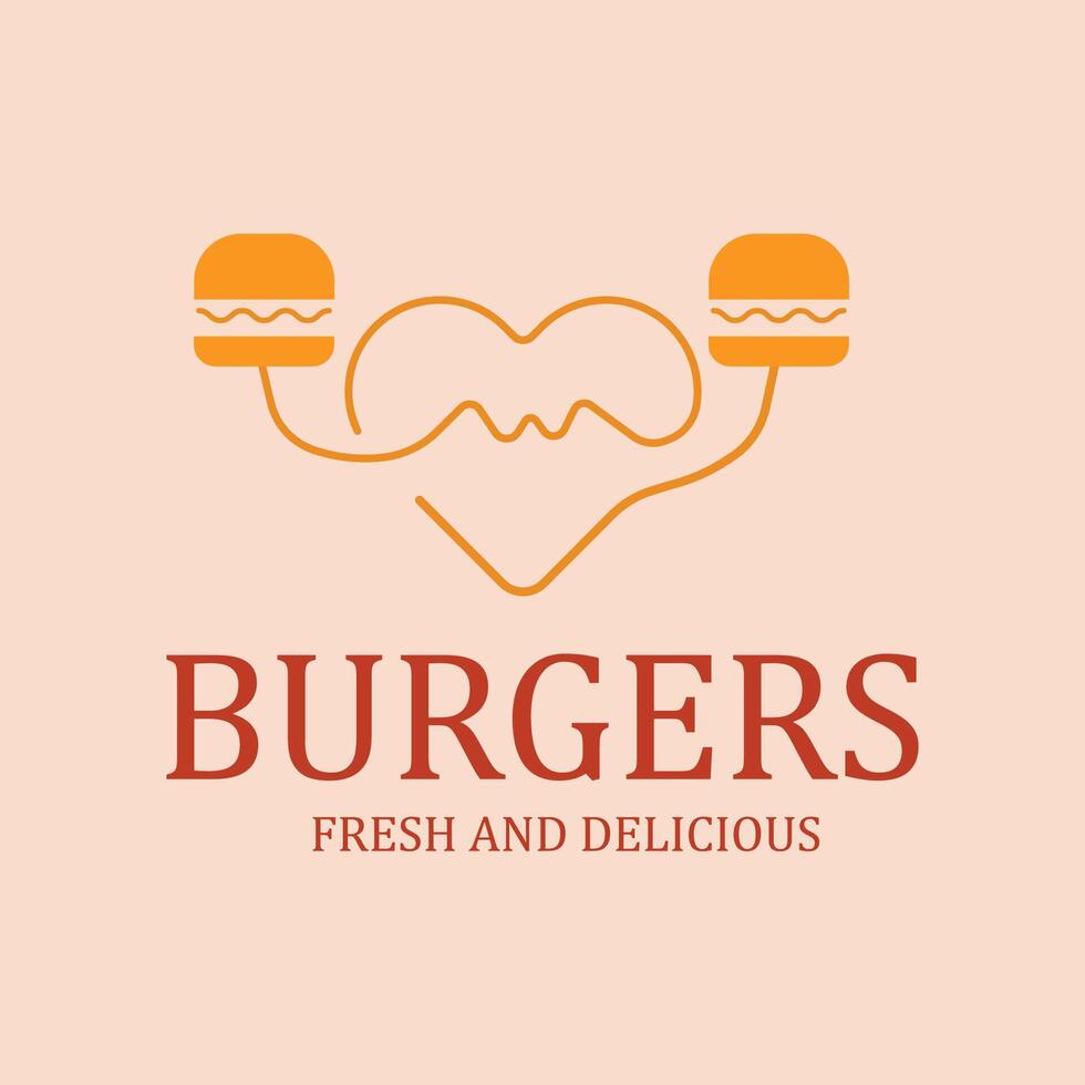 einfach schnell Essen Hamburger Logo Design. ich Liebe es Hamburger Vektor