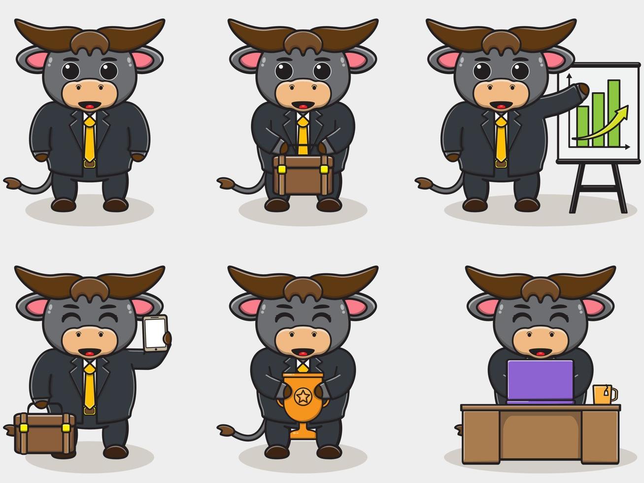 vektor illustration av söt buffel affärsman