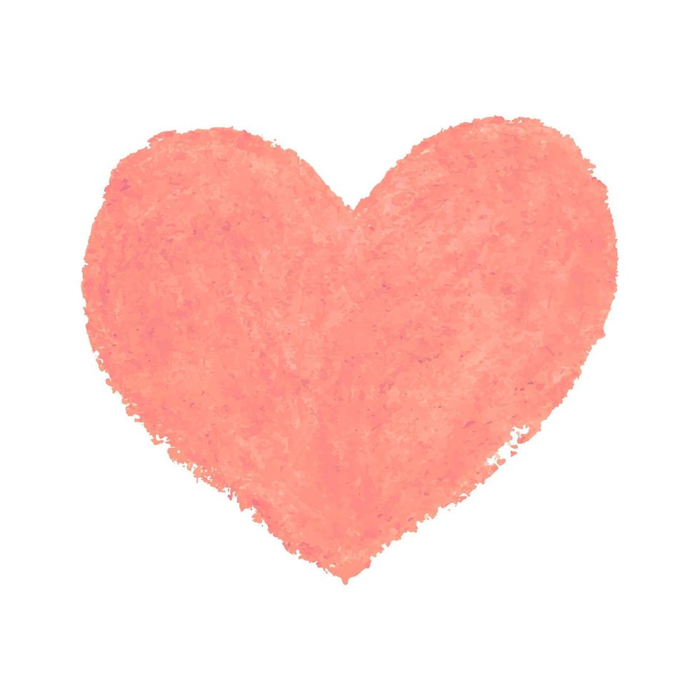 Vektor bunte Illustration der Herzform mit rosafarbenen Kreidepastellen gezeichnet. Elemente für Design-Grußkarte, Poster, Banner, Social-Media-Post, Einladung, Verkauf, Broschüre