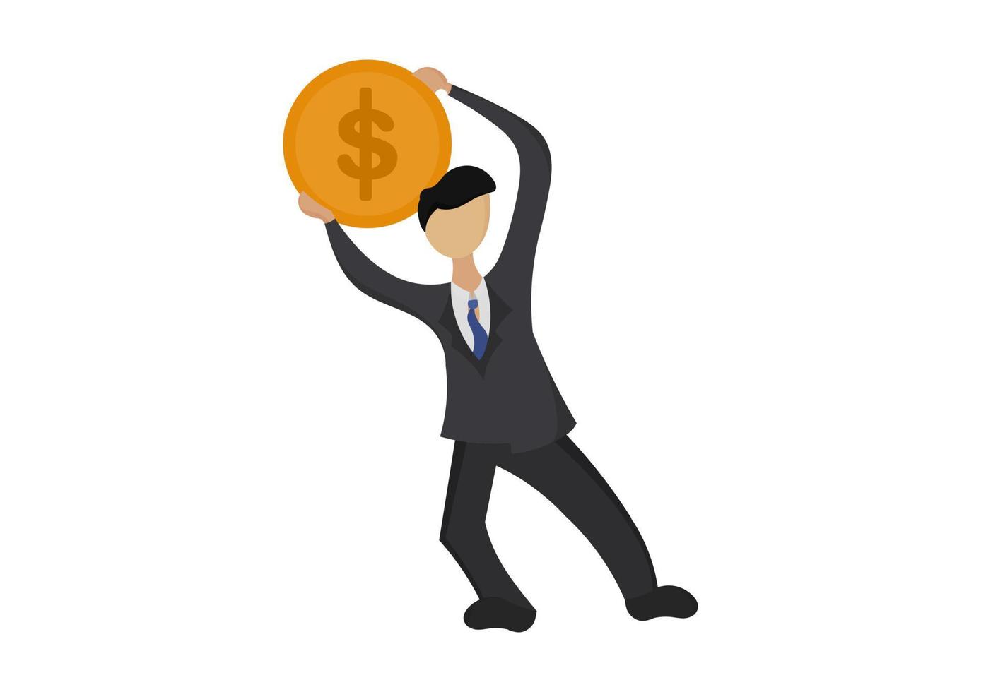 illustration av en man som bär mynt med ett affärstema vektor