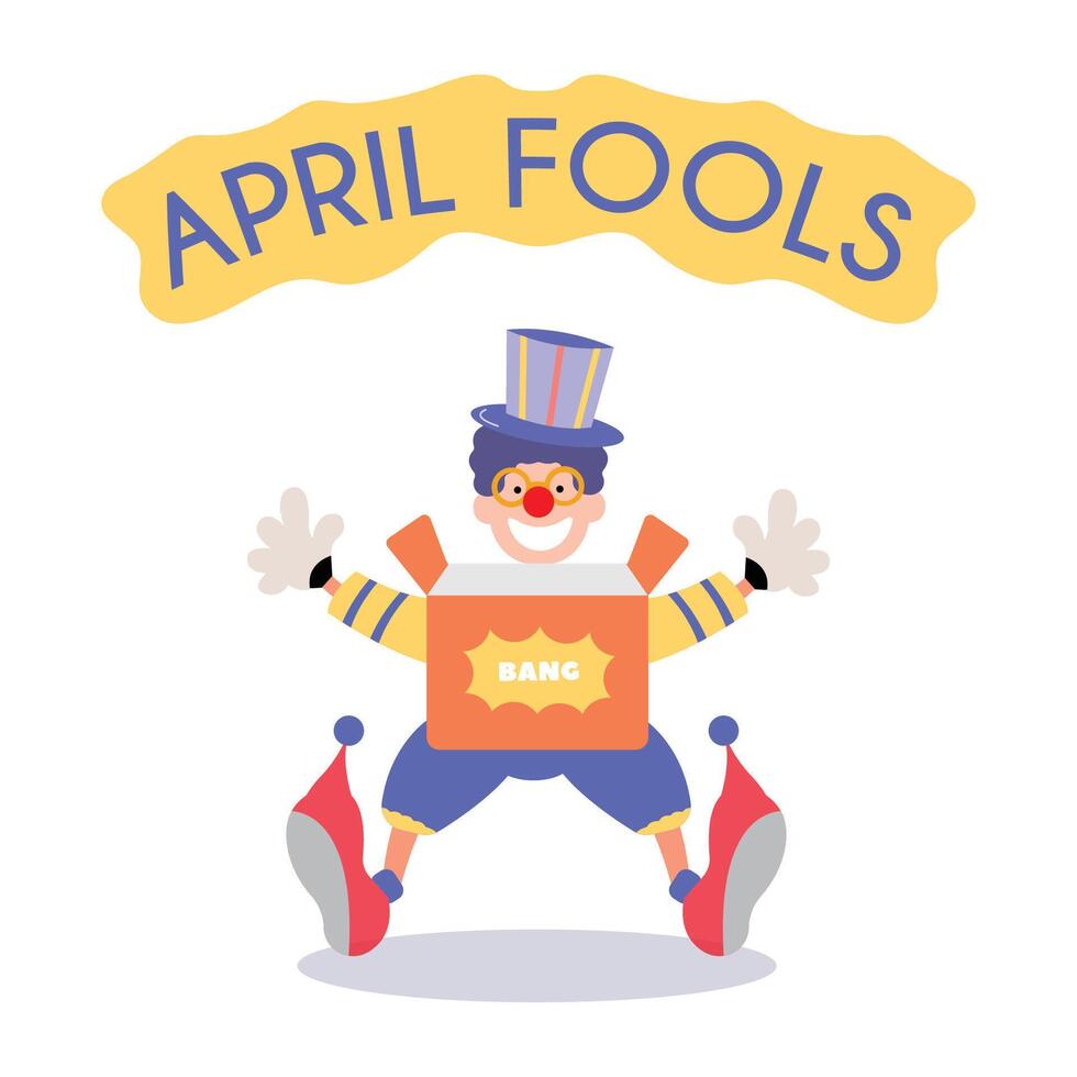 glücklich April Dummköpfe Tag Illustration Clown Konzept Überraschung und Komödie Spaß Vektor Vorlage Poster Hintergrund