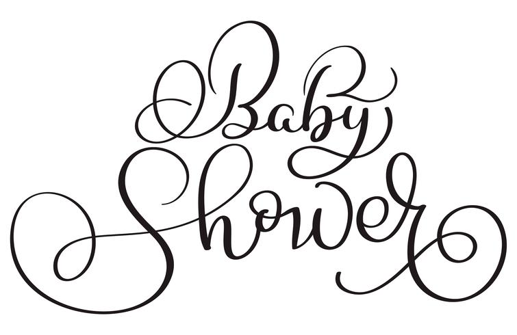 baby shower text på vit bakgrund. Handritad kalligrafi bokstäver Vektor illustration EPS10