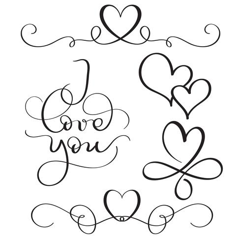 Ich Liebe Dich Text Mit Herzen Auf Weissem Hintergrund Hand Gezeichnete Kalligraphie Die Vektorillustration Eps10 Beschriftet Download Kostenlos Vector Clipart Graphics Vektorgrafiken Und Design Vorlagen