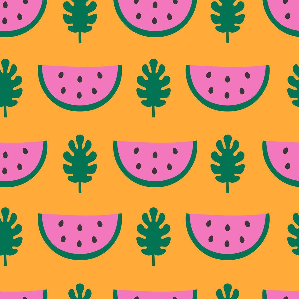 tropisch Sommer- nahtlos Muster mit Wassermelone vektor