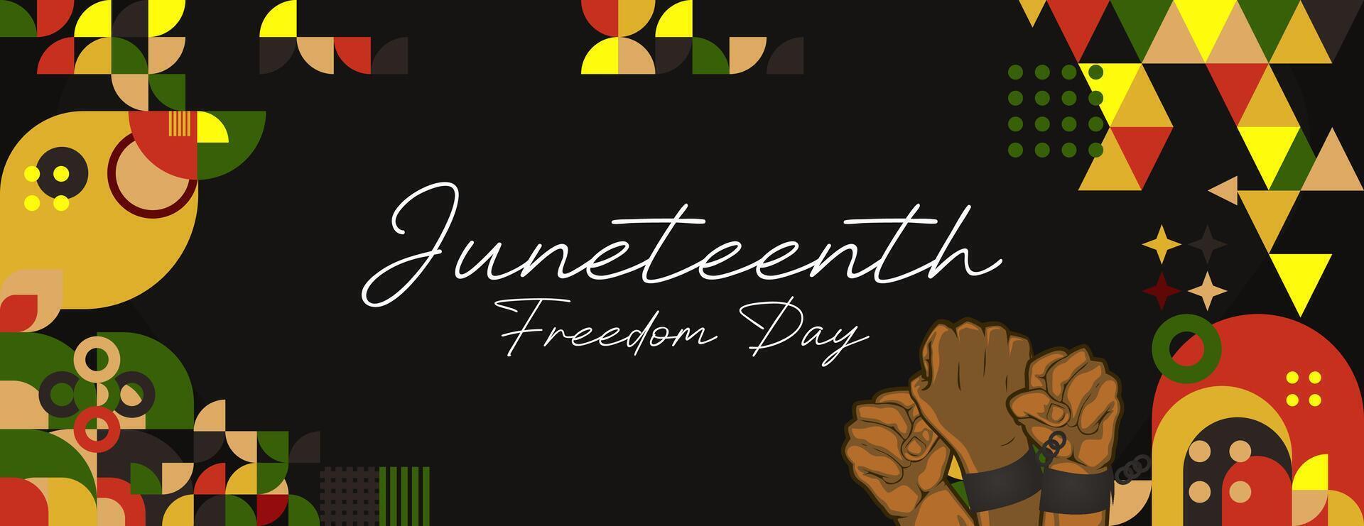 juni frihet dag baner. afrikansk amerikan frihet dag till fira. abstrakt bakgrund med geometrisk design för juni frihet dag vektor