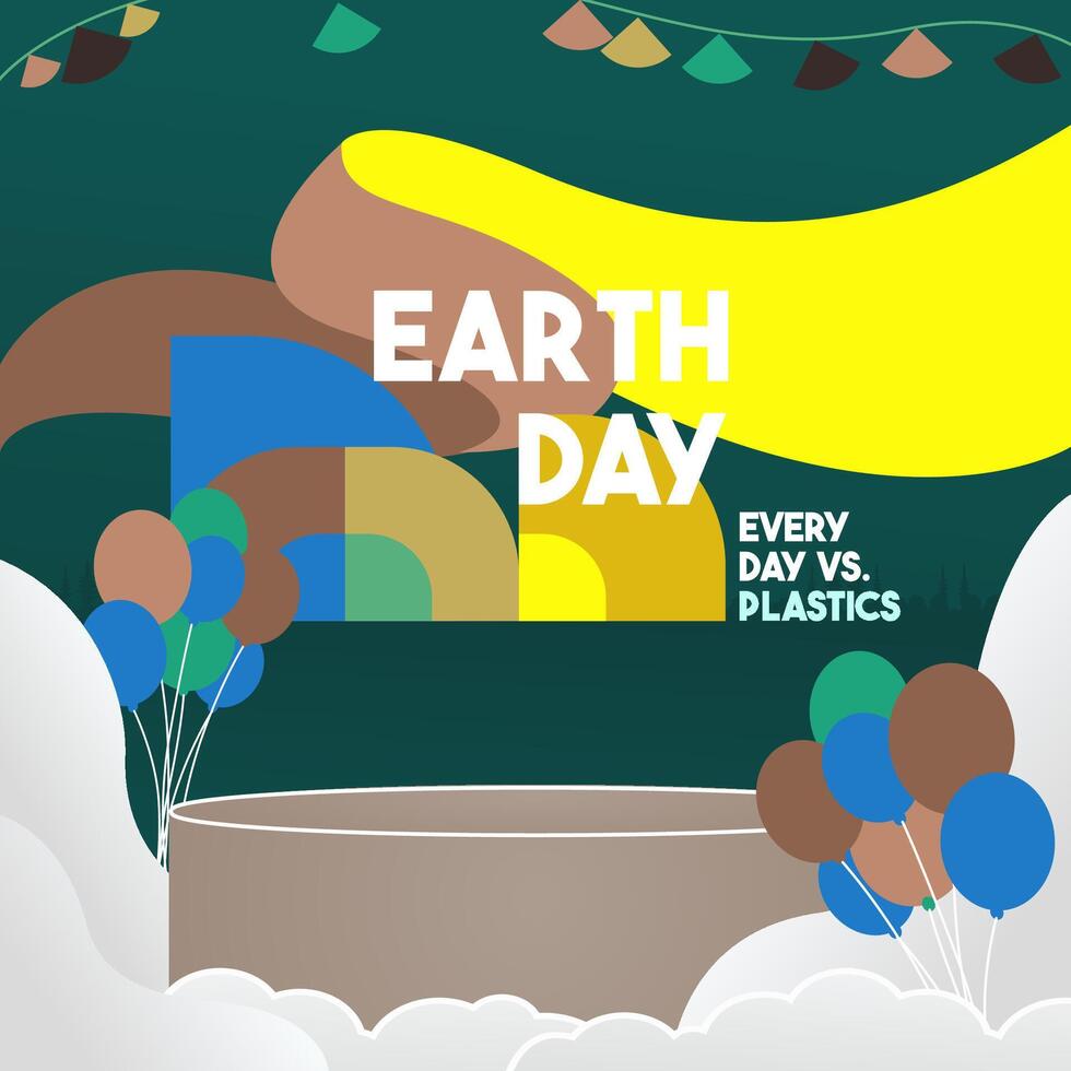 Erde Tag Banner. modern geometrisch abstrakt Hintergrund im Umwelt Farben zum Erde Tag. glücklich Erde Tag Gruß Karte Startseite mit Text. Vektor Illustration von Erde Tag zum Bewusstsein