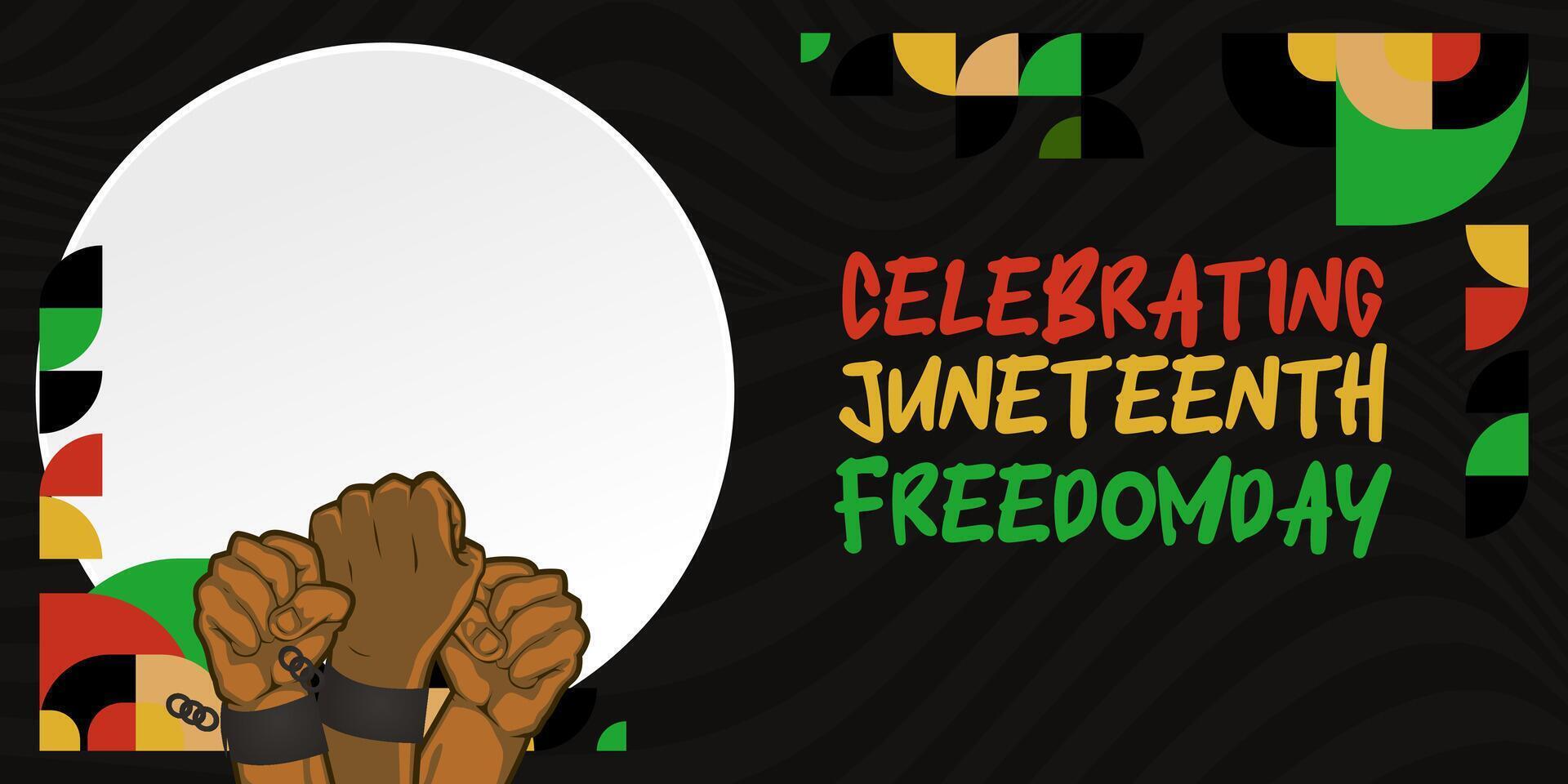 juni frihet dag baner. afrikansk amerikan frihet dag till fira. abstrakt bakgrund med geometrisk design för juni frihet dag vektor