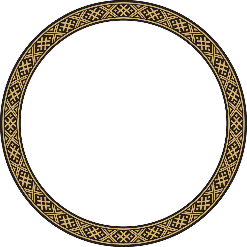 vektor gyllene runda vitryska nationell prydnad. etnisk cirkel guld gräns, slavic människors ram