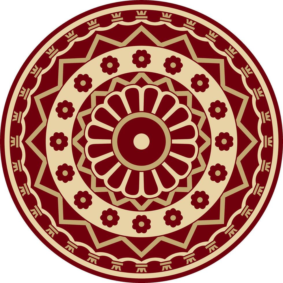 Vektor rot und schwarz runden uralt persisch Ornament. National iranisch Kreis von uralt Zivilisation. Bagdad
