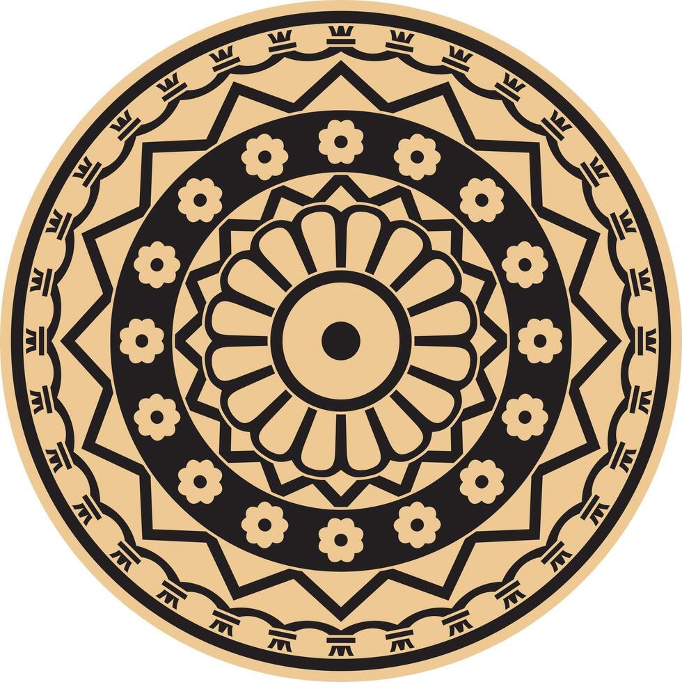 vektor gyllene och svart runda gammal persisk prydnad. nationell iranian cirkel av gammal civilisation. bagdad
