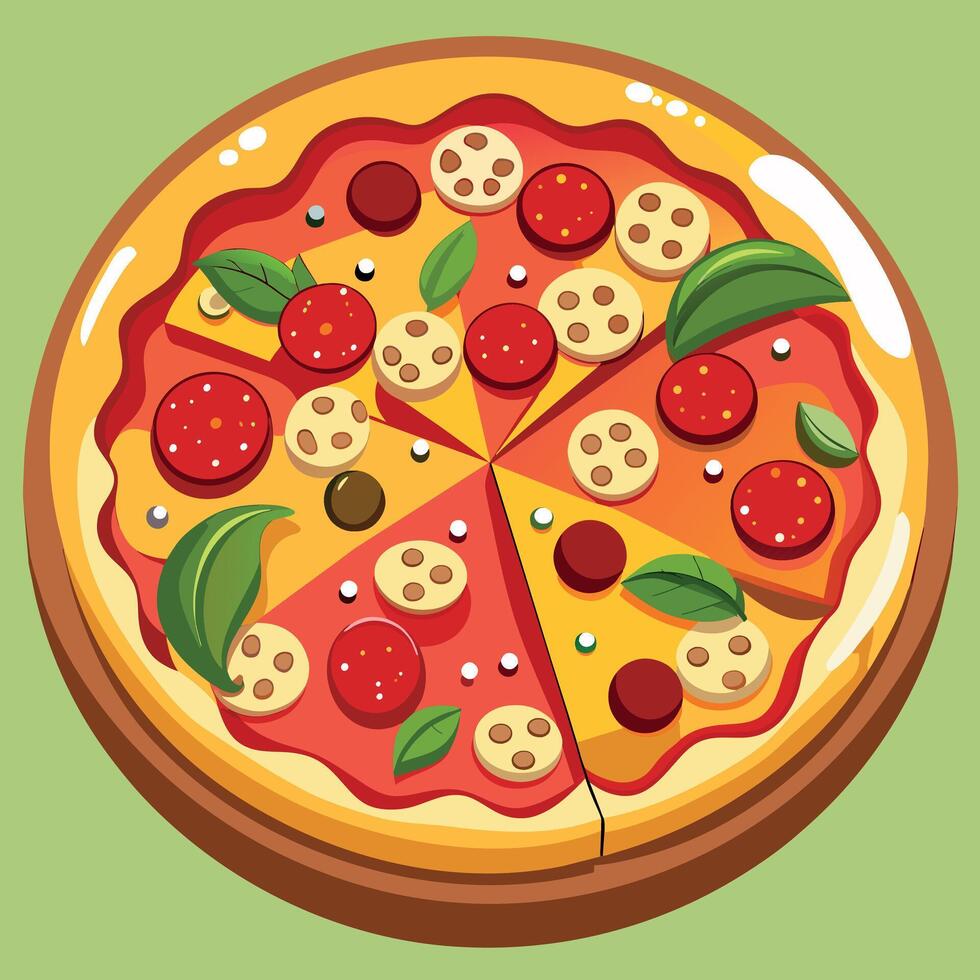Karikatur isoliert Vektor Bild von ein Pizza. Karikatur schnell Essen Pizza Aufkleber