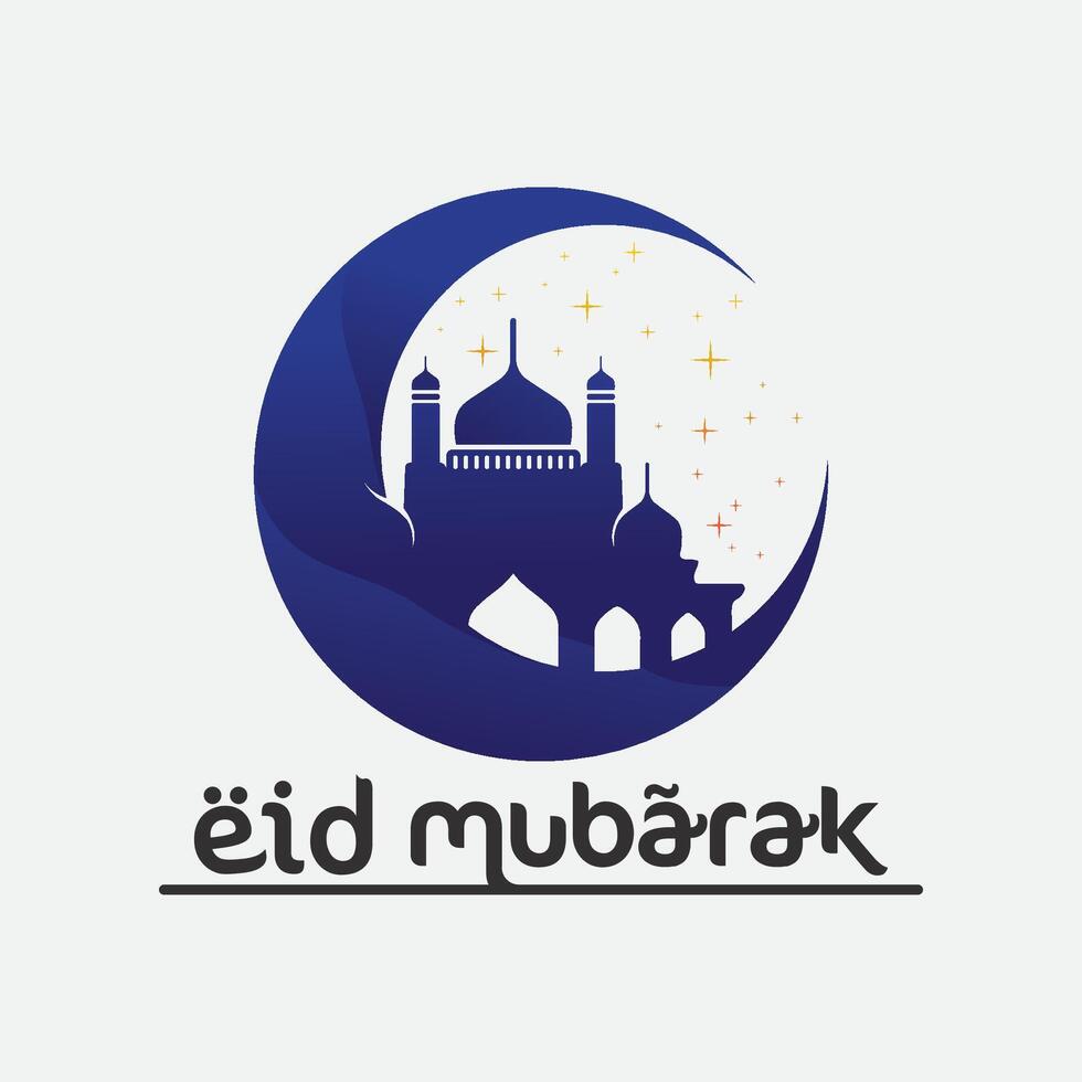 eid Mubarak Symbol Logo islamisch und Ramdhan Religion Illustration Logo Design Vektor Moschee