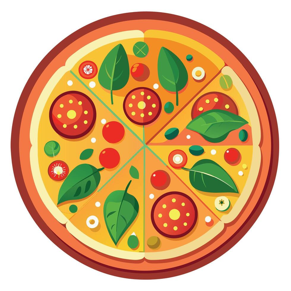 Karikatur isoliert Vektor Bild von ein Pizza. Karikatur schnell Essen Pizza Aufkleber
