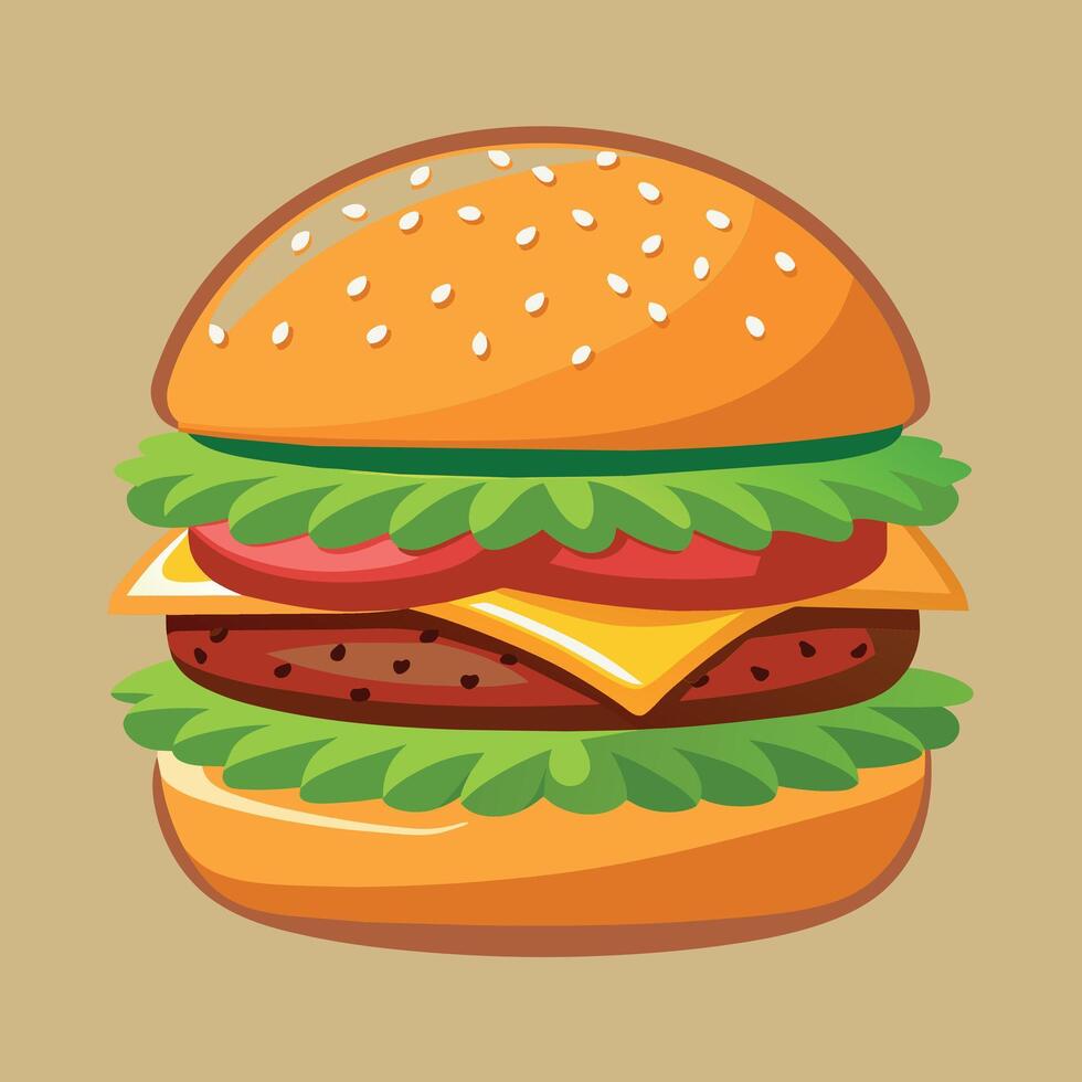 köstlich Karikatur Vektor Kunstwerk von ein Cheeseburger. Karikatur Symbol von ein Burger mit Käse.