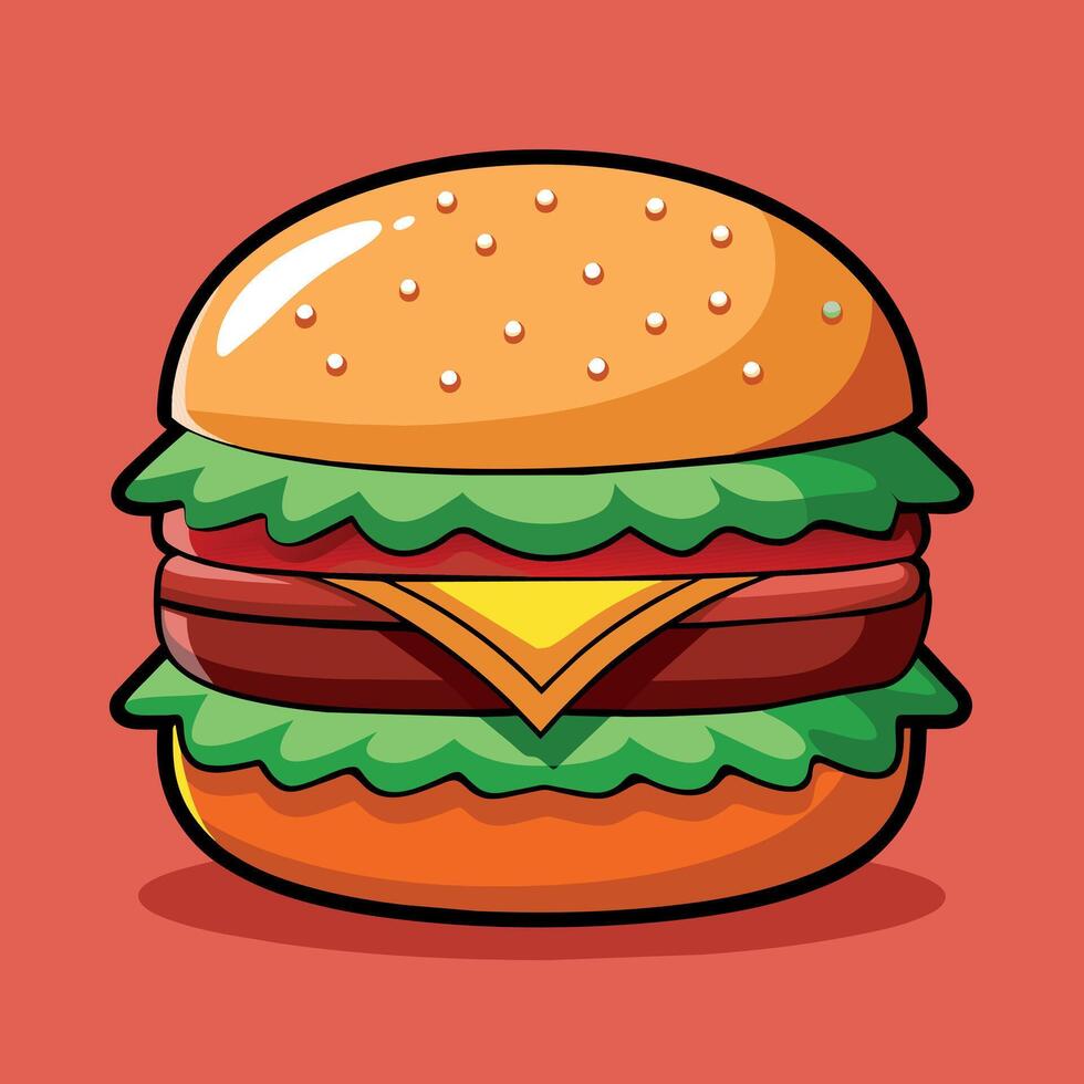 köstlich Karikatur Vektor Kunstwerk von ein Cheeseburger. Karikatur Symbol von ein Burger mit Käse.