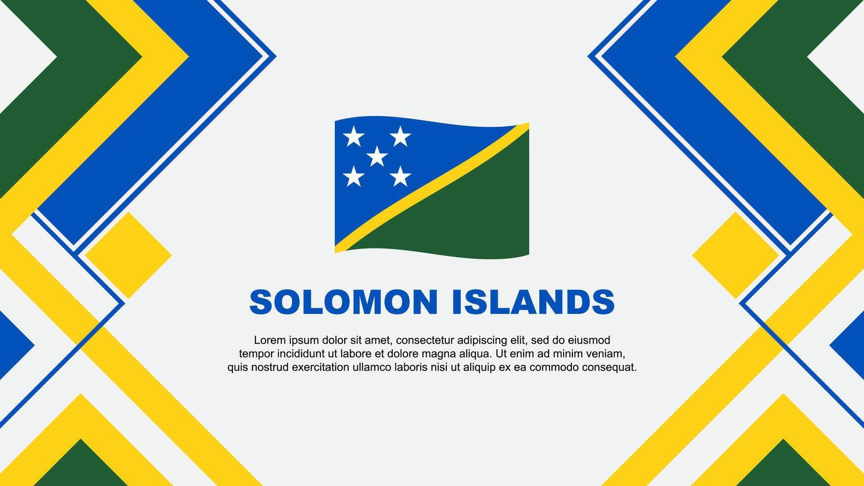 Solomon Inseln Flagge abstrakt Hintergrund Design Vorlage. Solomon Inseln Unabhängigkeit Tag Banner Hintergrund Vektor Illustration. Solomon Inseln Banner