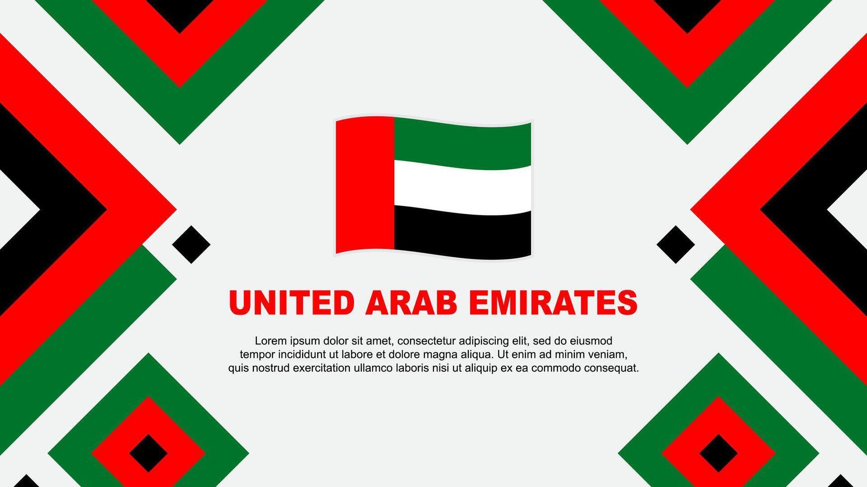 vereinigt arabisch Emirate Flagge abstrakt Hintergrund Design Vorlage. vereinigt arabisch Emirate Unabhängigkeit Tag Banner Hintergrund Vektor Illustration. Vorlage
