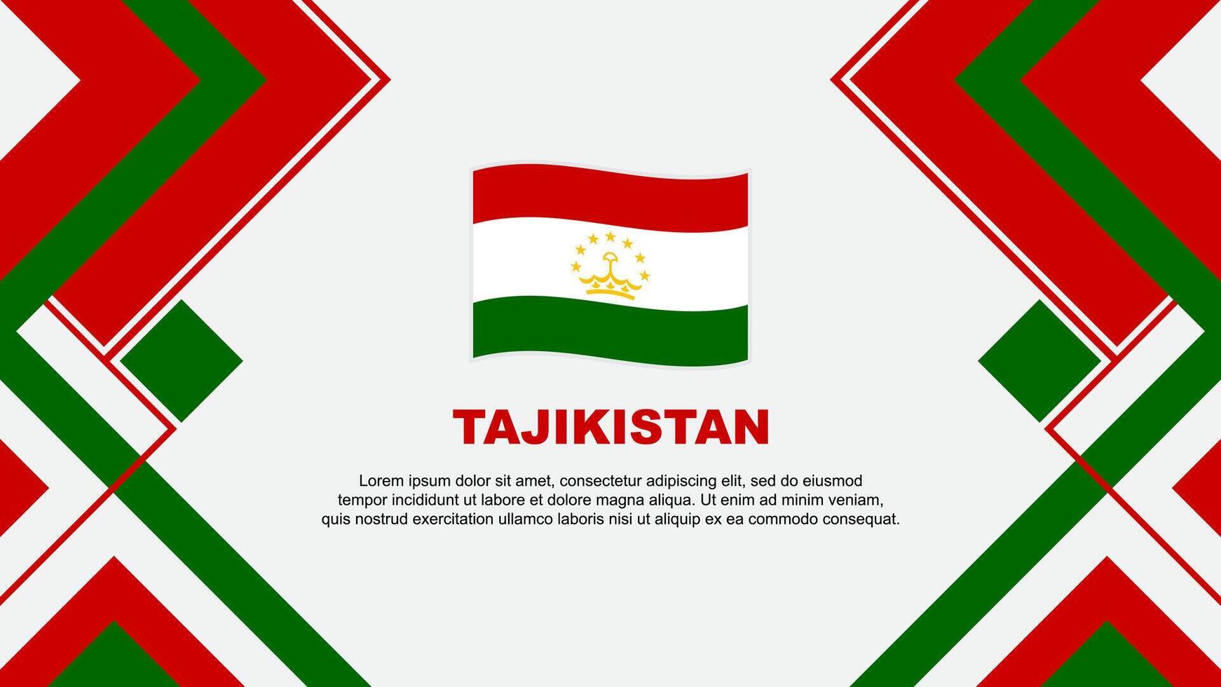 Tadschikistan Flagge abstrakt Hintergrund Design Vorlage. Tadschikistan Unabhängigkeit Tag Banner Hintergrund Vektor Illustration. Tadschikistan Banner