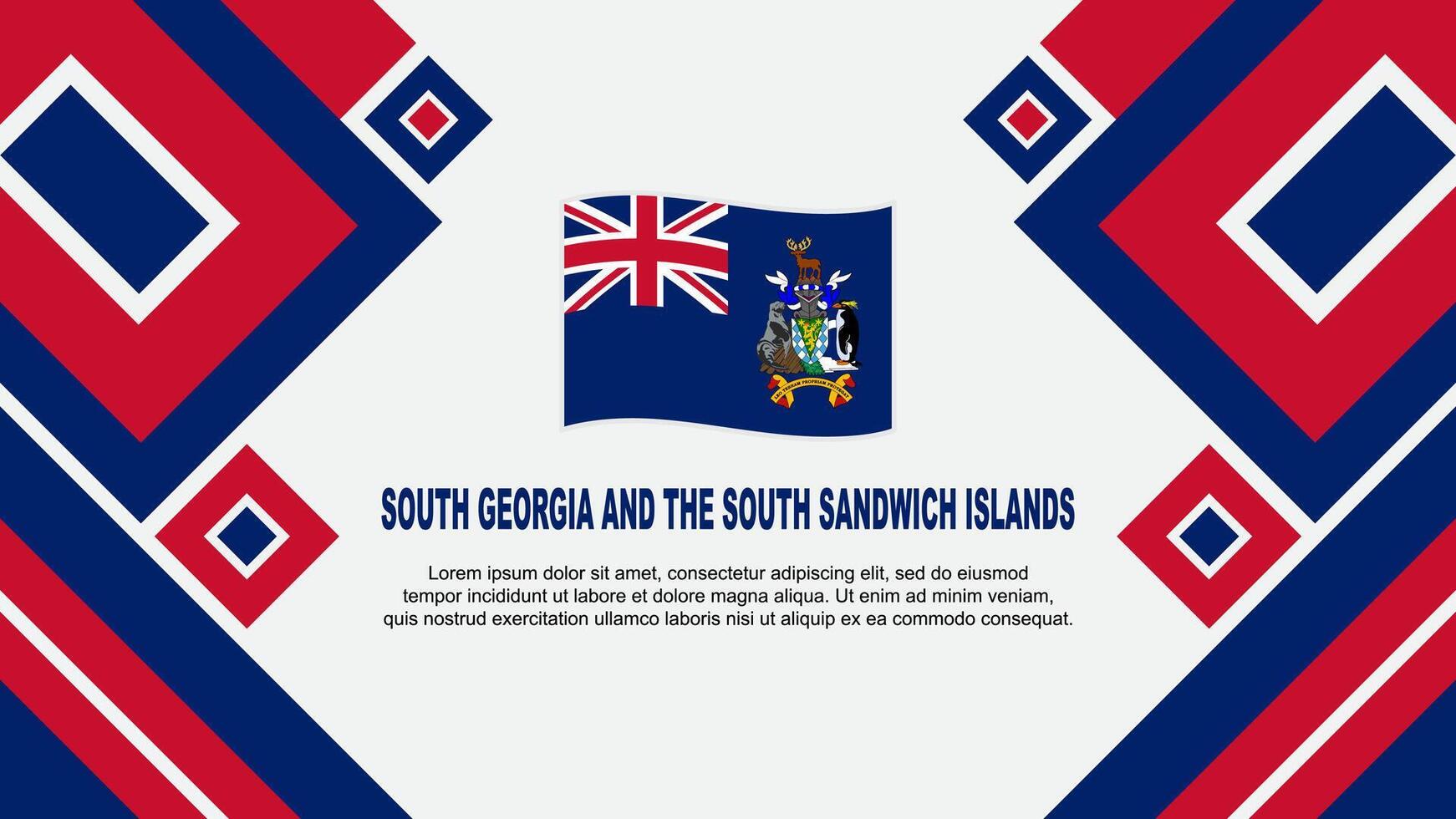 Süd Georgia und das Süd Sandwich Inseln Flagge abstrakt Hintergrund Design Vorlage. Unabhängigkeit Tag Banner Hintergrund Vektor Illustration. Karikatur