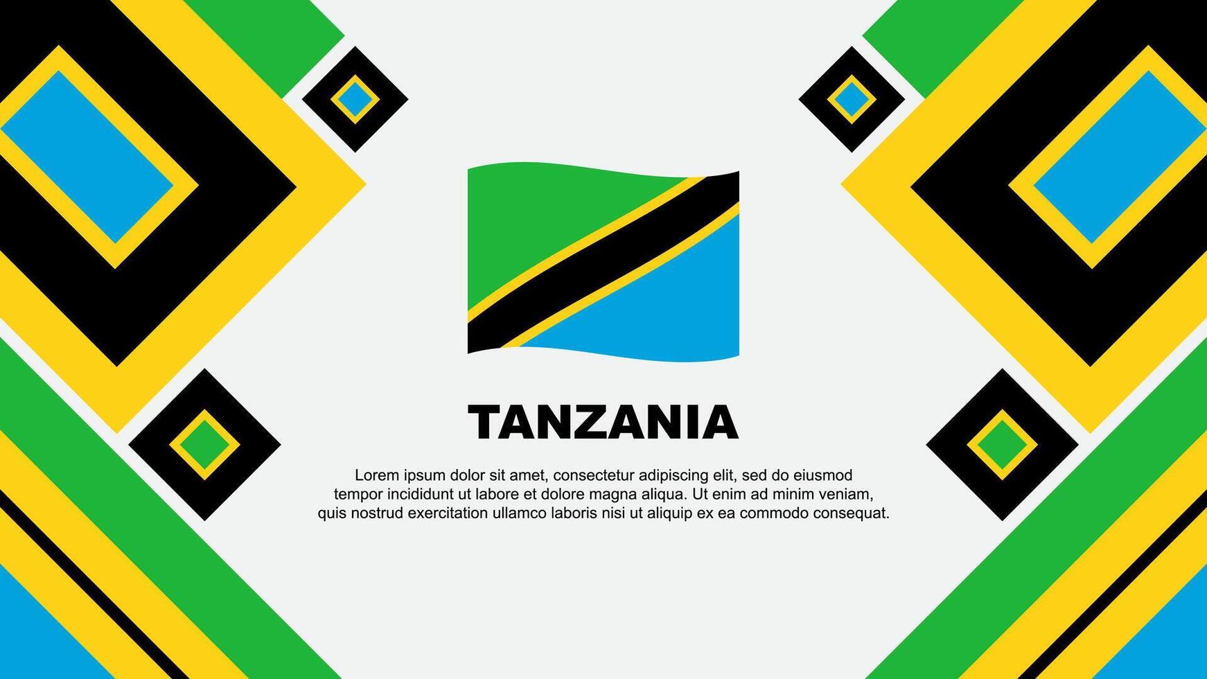 Tansania Flagge abstrakt Hintergrund Design Vorlage. Tansania Unabhängigkeit Tag Banner Hintergrund Vektor Illustration. Tansania Karikatur