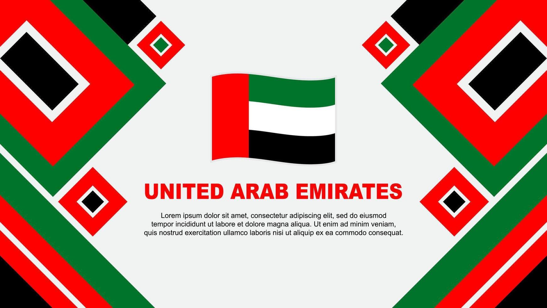 vereinigt arabisch Emirate Flagge abstrakt Hintergrund Design Vorlage. vereinigt arabisch Emirate Unabhängigkeit Tag Banner Hintergrund Vektor Illustration. Karikatur