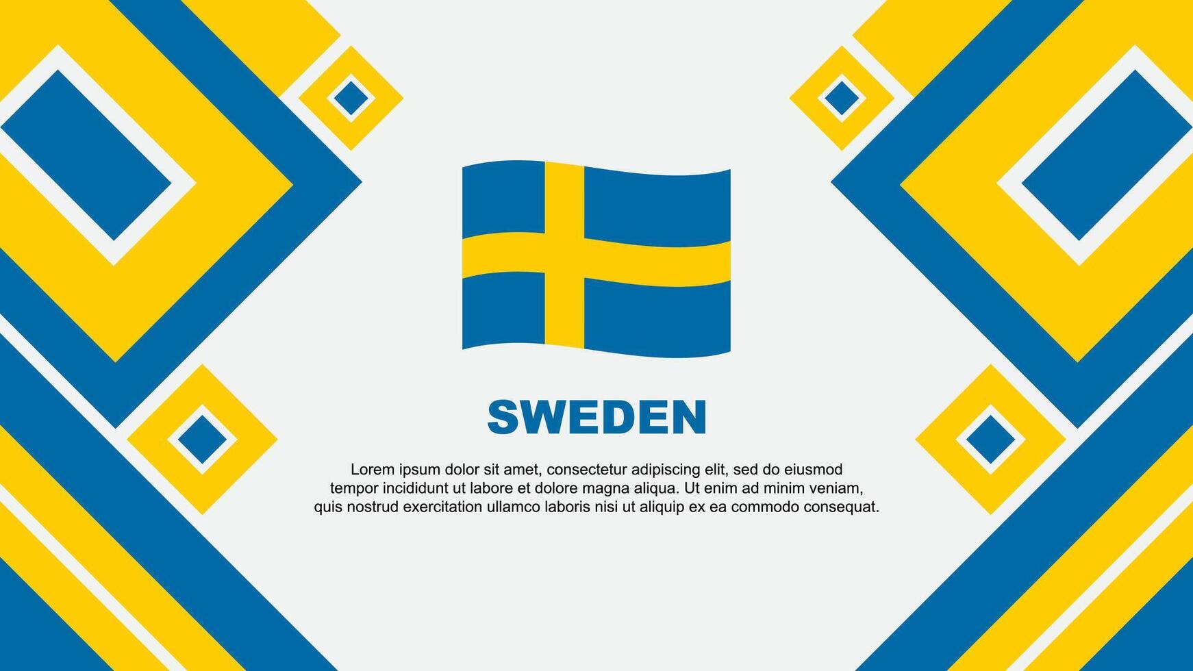 Sverige flagga abstrakt bakgrund design mall. Sverige oberoende dag baner tapet vektor illustration. Sverige tecknad serie