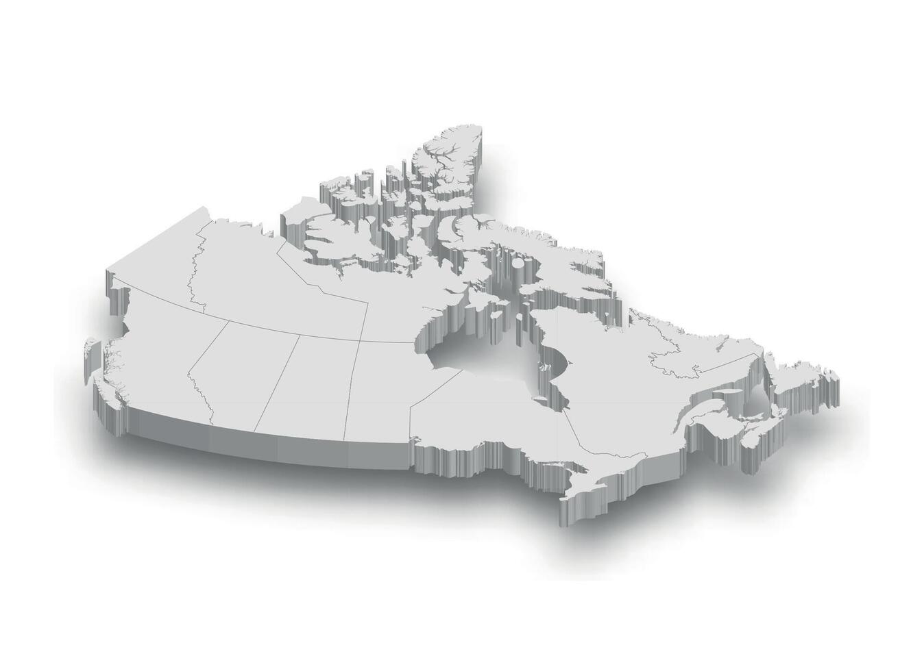 3d Kanada Weiß Karte mit Regionen isoliert vektor