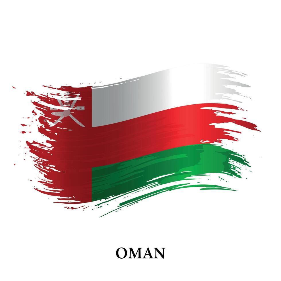 Grunge Flagge von Oman, Bürste Schlaganfall Hintergrund vektor