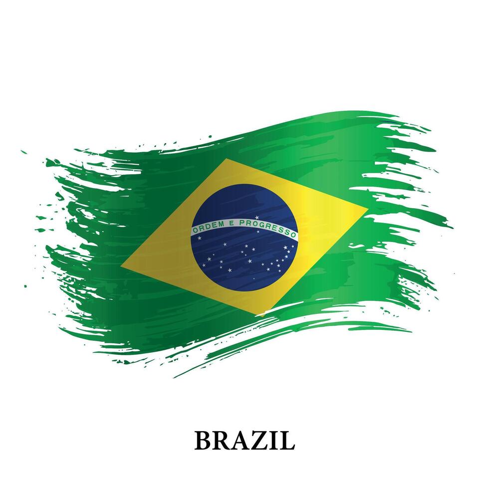 grunge flagga av Brasilien, borsta stroke vektor