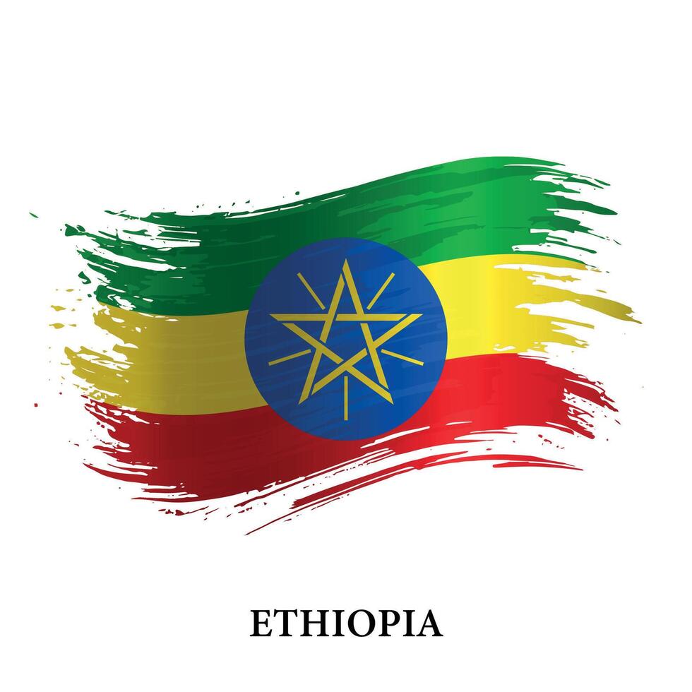 Grunge Flagge von Äthiopien, Bürste Schlaganfall Vektor