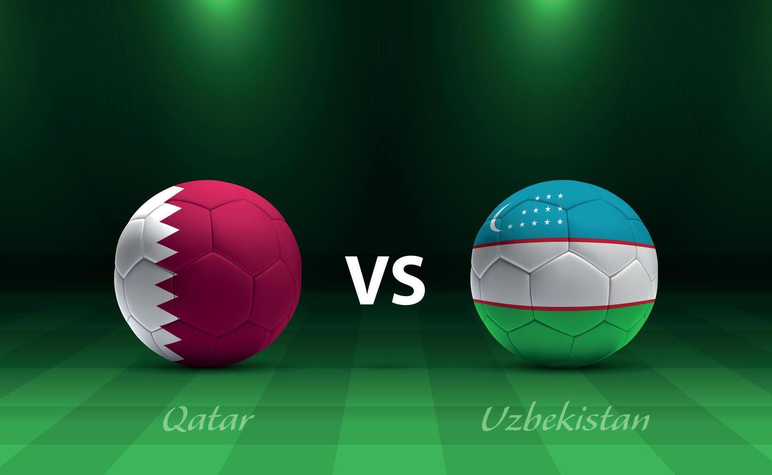 Katar vs. Usbekistan Fußball Anzeigetafel Übertragung Vorlage zum Asien 2023 vektor