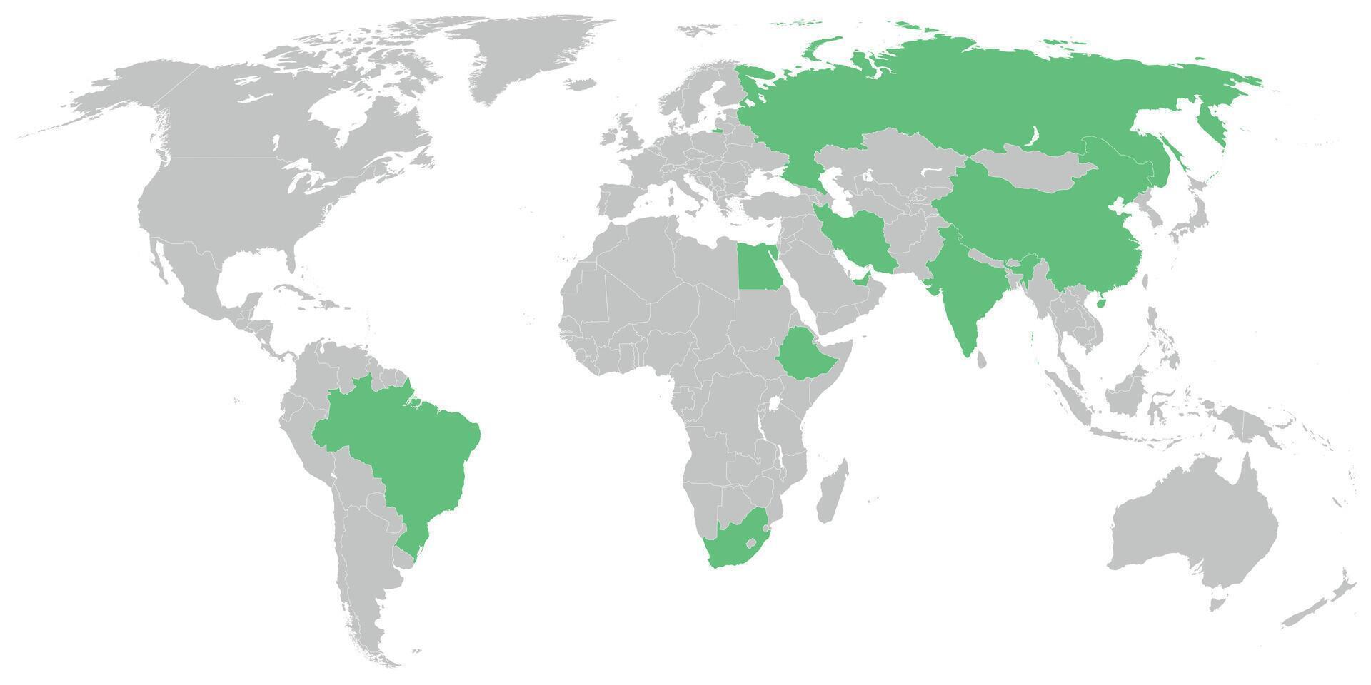 brics medlem stater på Karta av de värld vektor