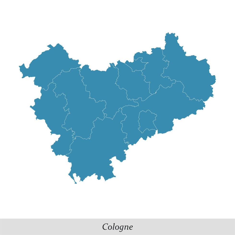 Karta av cologne är en område i norr rhein-westfalen stat av Tyskland vektor