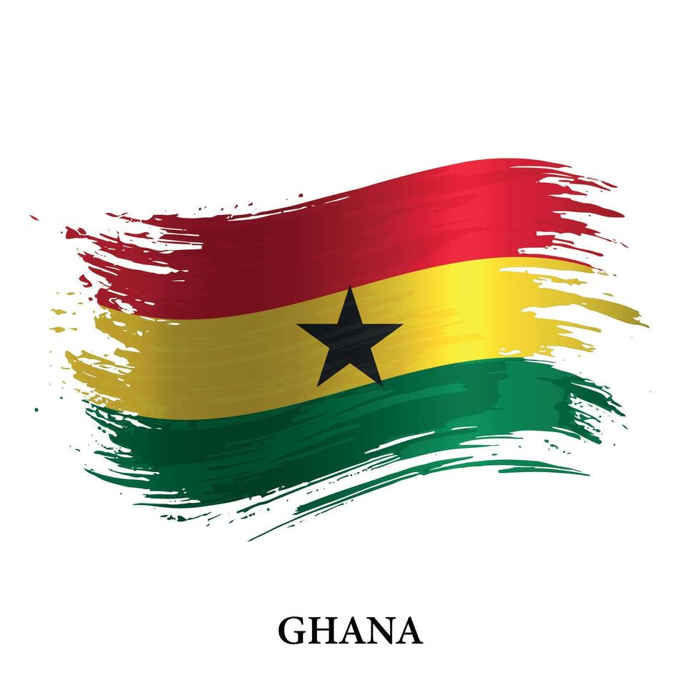 Grunge Flagge von Ghana, Bürste Schlaganfall Vektor