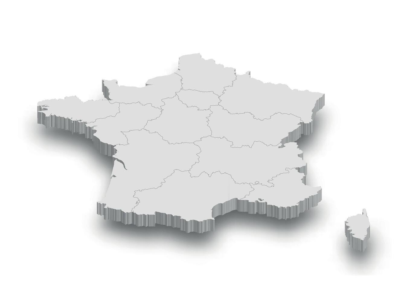 3d Frankreich Weiß Karte mit Regionen isoliert vektor