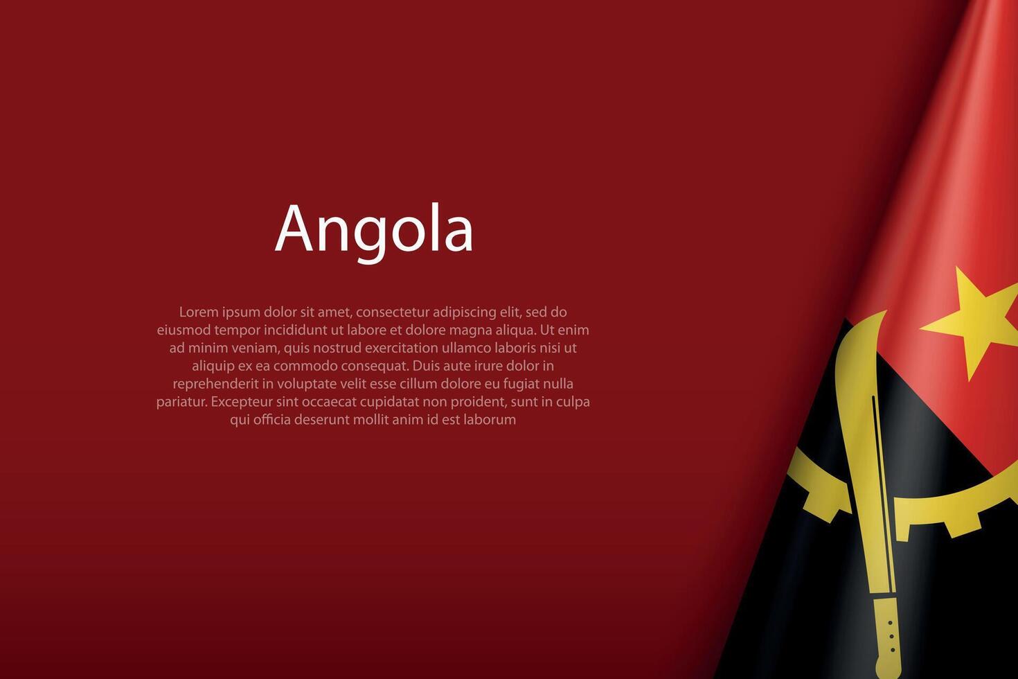 Angola National Flagge isoliert auf Hintergrund mit Copyspace vektor