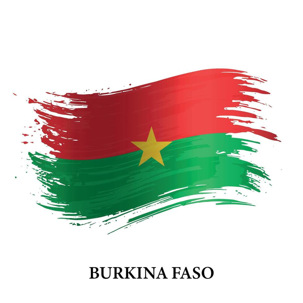 grunge flagga av Burkina faso, borsta stroke vektor