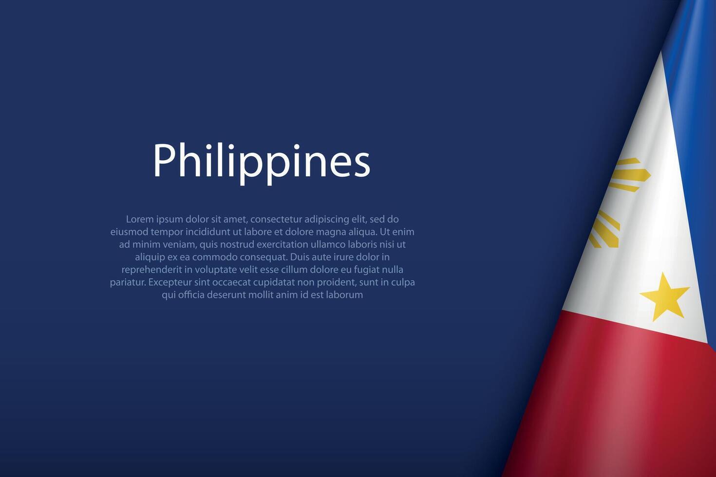 Philippinen National Flagge isoliert auf Hintergrund mit Copyspace vektor