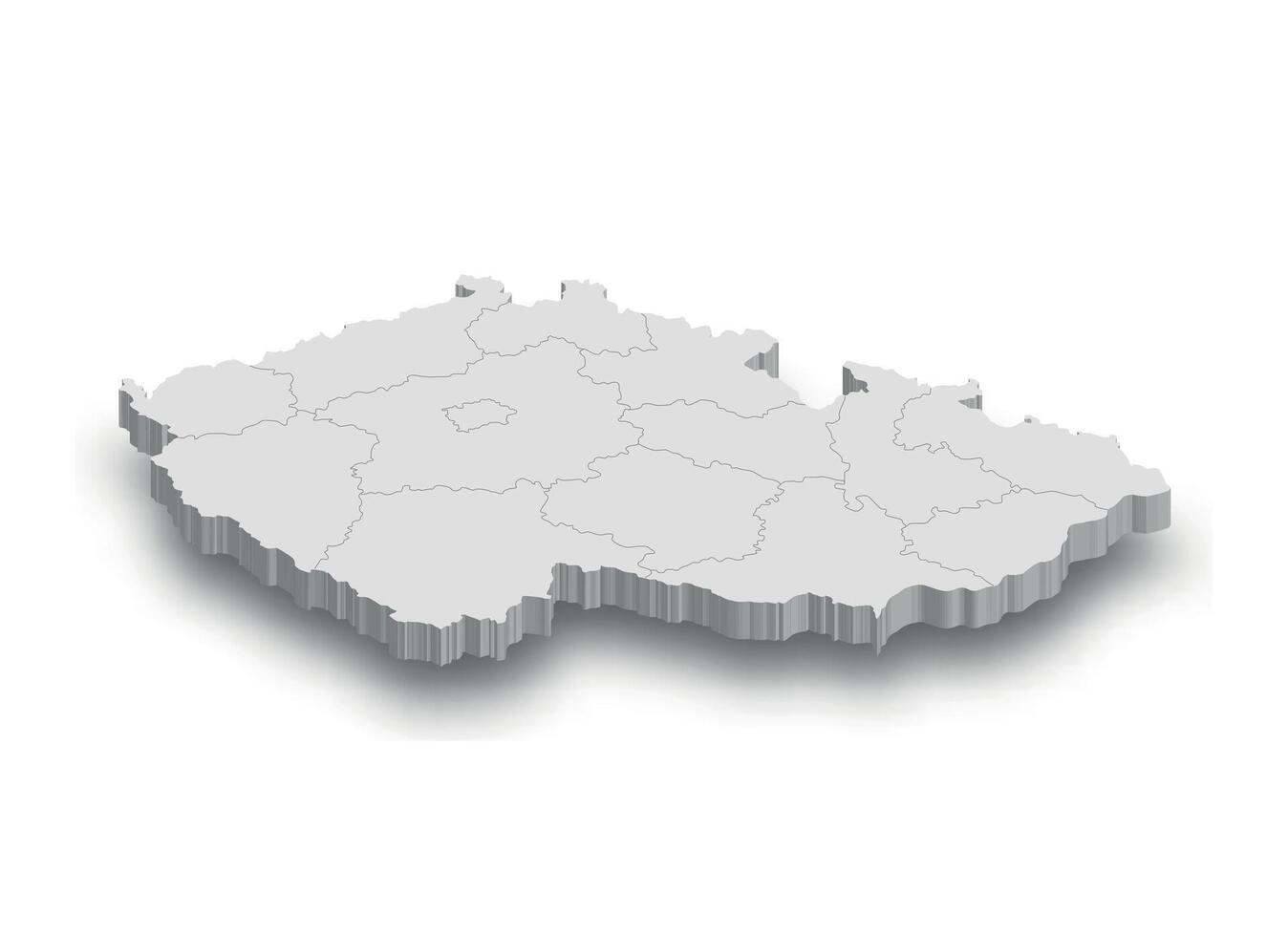 3d tjeck republik vit Karta med regioner isolerat vektor