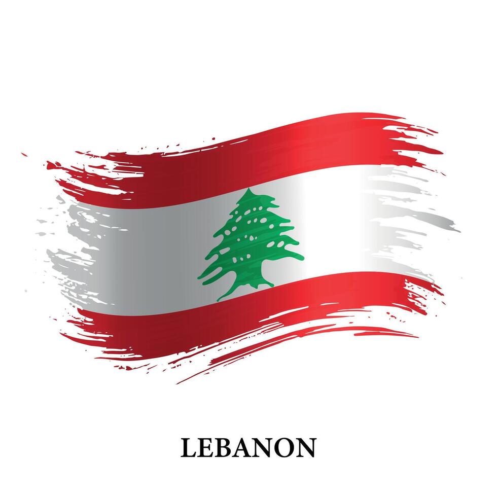 grunge flagga av Libanon, borsta stroke bakgrund vektor