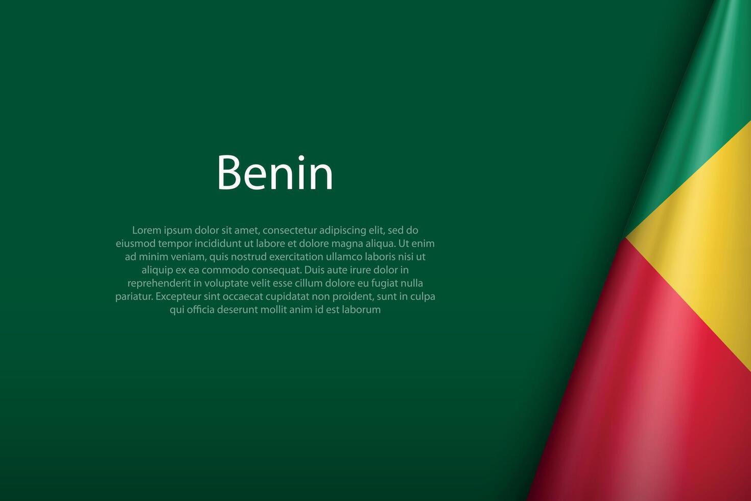 Benin National Flagge isoliert auf Hintergrund mit Copyspace vektor