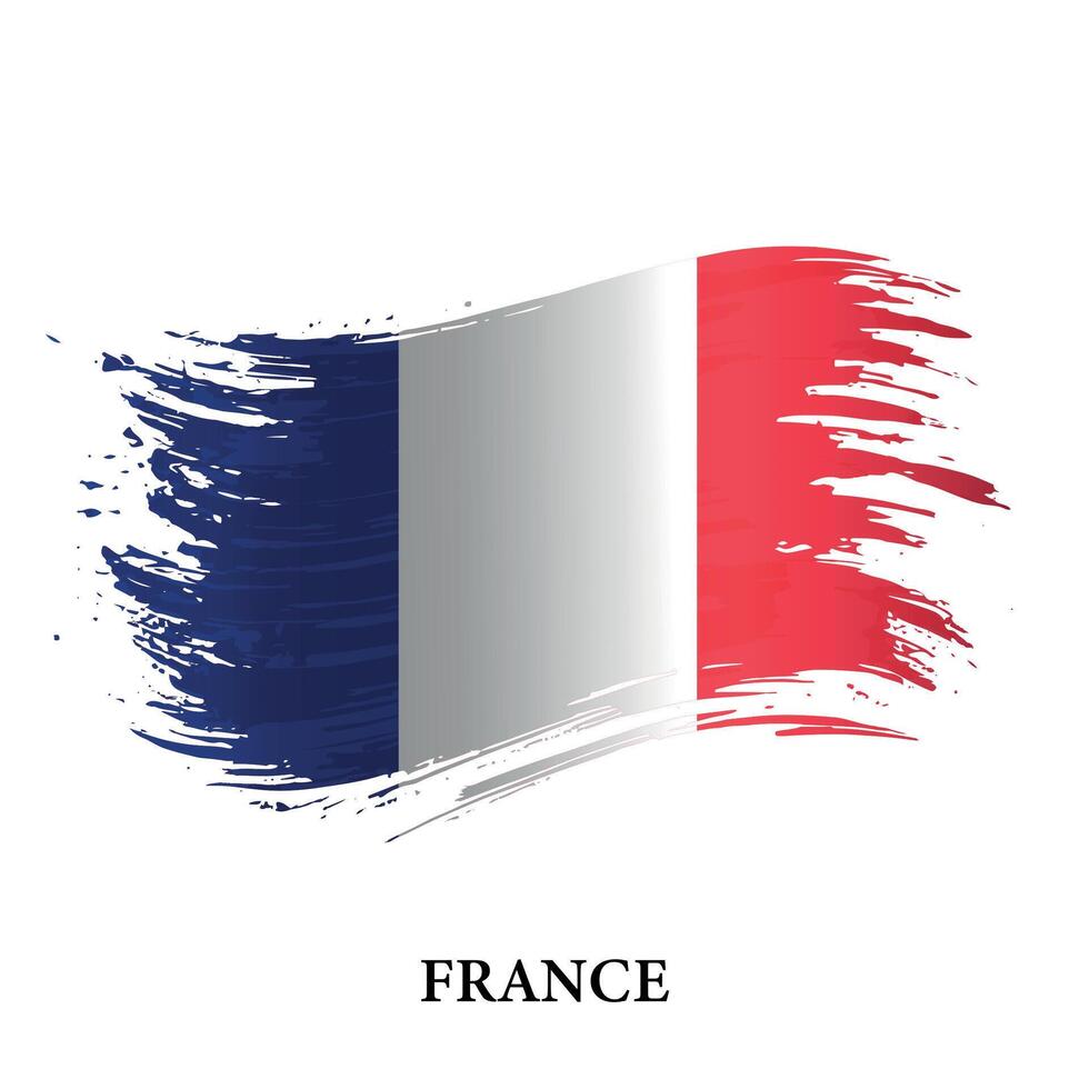 grunge flagga av Frankrike, borsta stroke vektor